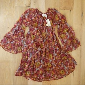 Johnny Was sheer silk daisy mini dress